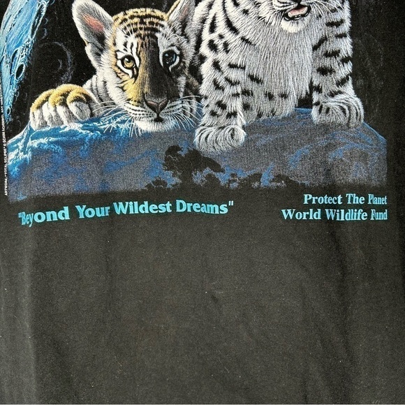 Vintage 90s Jerzees Protect The Planet Works Wildlife Fund - Picture 7 of 7